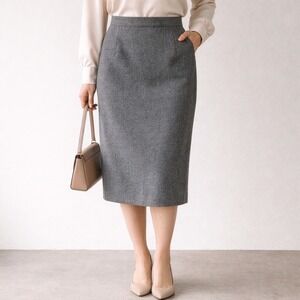 VTG 90s Worthington Gray Wool Pencil Skirt Workwear Career 16 Classic Minimal